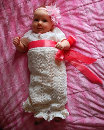 Eliana blessing dress free baby christening gown knitting pattern