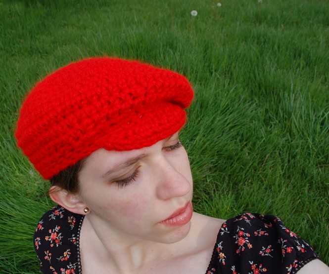 saucy crochet newboy beret slouch hat crochet pattern